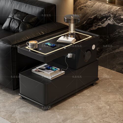 智能可移动意式极简客厅边几推车