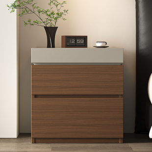 实木暗格床头柜意式极简主卧储物柜多功能带隐藏抽屉床边置物柜子