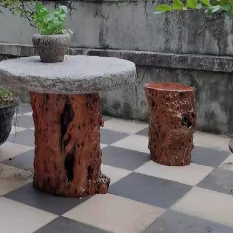 枣木墩子原木树墩根雕凳子木桩花架树桩实木茶几大板支架树根底座图片