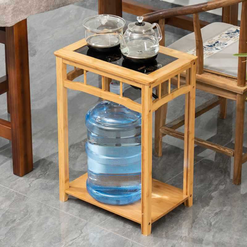 ?茶桌家用小茶台边柜侧柜实木泡茶吧茶几烧水壶一体水桶架茶水柜