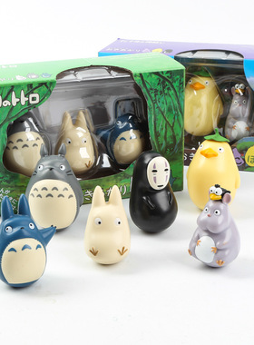 宫崎骏动漫电影周边Q版龙猫不倒翁公仔手办模型卡通摆件桌面装饰