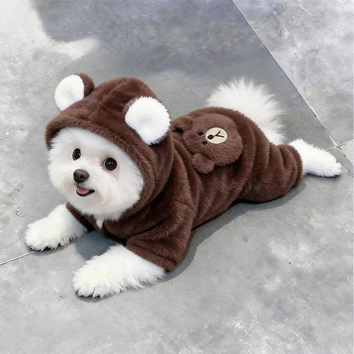 狗狗衣服秋冬款小熊棉衣加厚保暖泰迪比熊雪纳瑞小型犬宠物四脚衣
