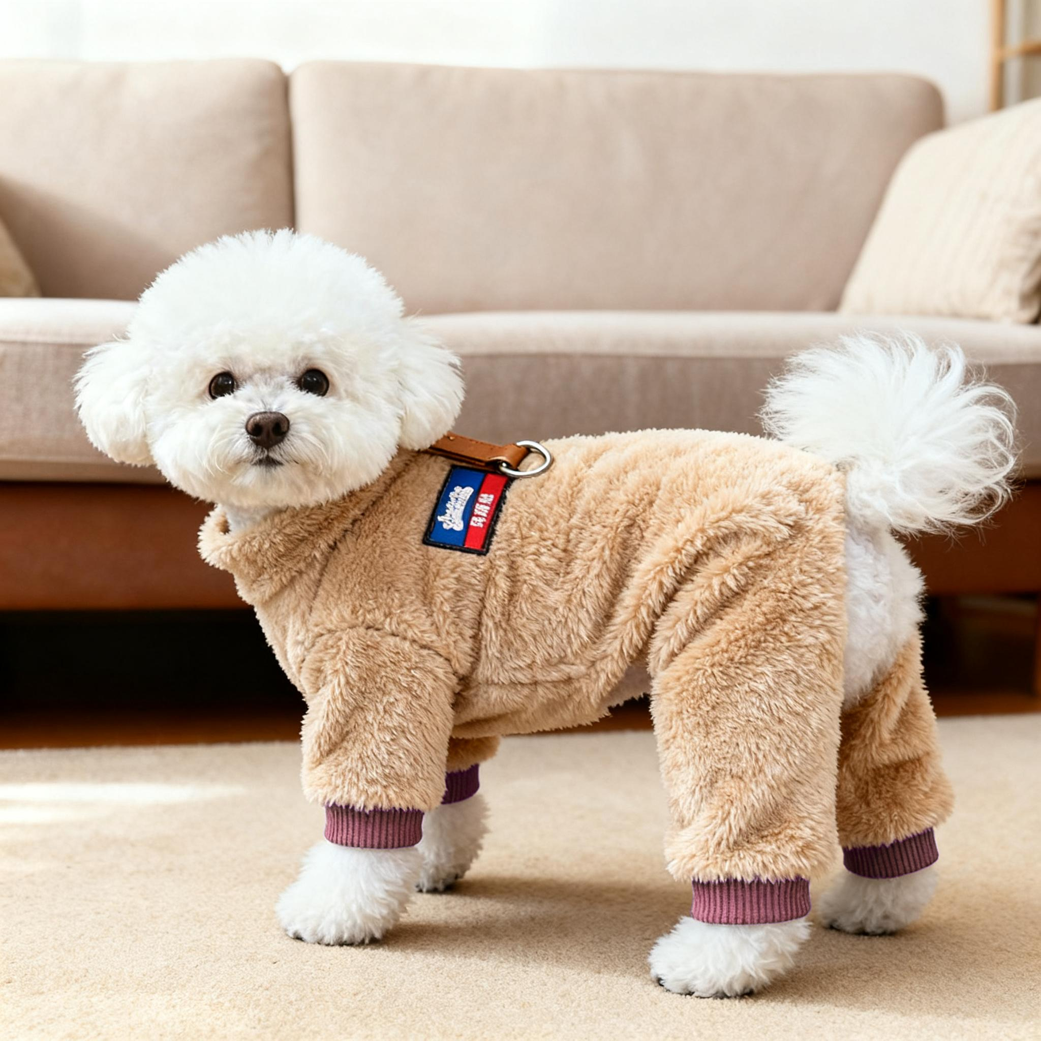 狗狗衣服秋冬装泰迪比熊博美宠物衣服四脚衣加绒可牵引小型犬衣服