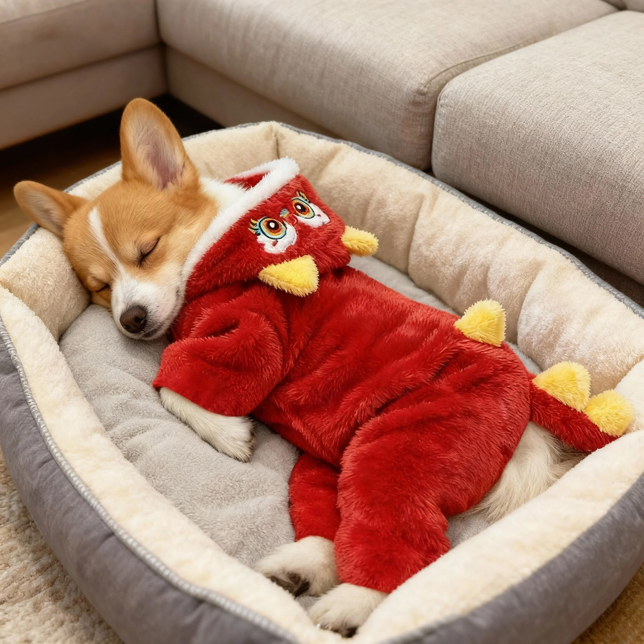 狗狗衣服冬款新年喜庆红狮泰迪比熊柯基猫咪拜年四脚棉衣加厚宠物