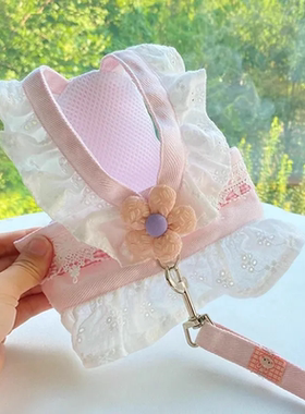 猫咪牵引绳可爱JK透气胸背带德文狗狗外出防挣脱遛猫绳春夏安全绳