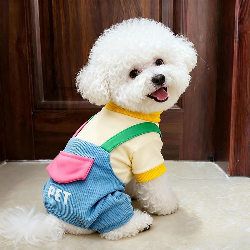 狗狗衣服秋冬季新款加厚保暖棉衣小狗泰迪比熊博美棉服四腿背带裤