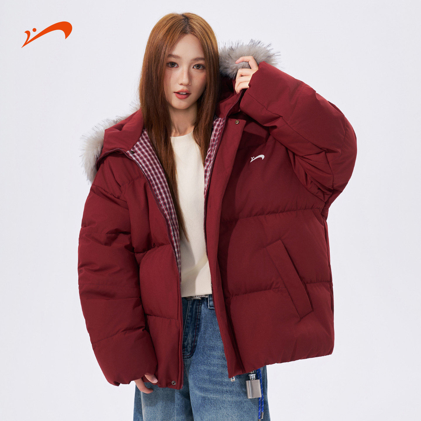 贵人鸟红色棉服女士毛领棉衣女款冬季加厚外套情侣面包服男士棉袄,男装,棉衣,淘宝优惠券,粉丝福利购,淘宝优惠卷