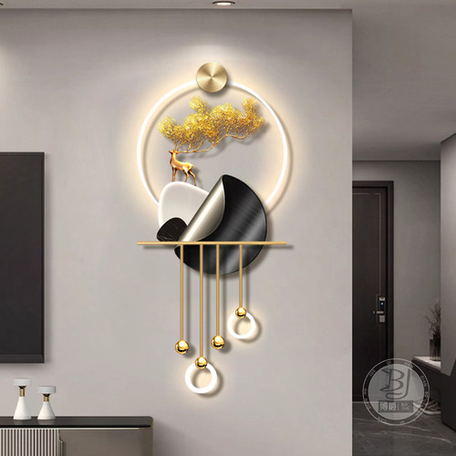 轻奢玄关装饰画高档立体LED灯画