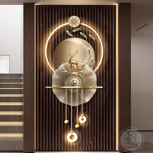 九鱼图玄关装饰画客厅格栅装饰