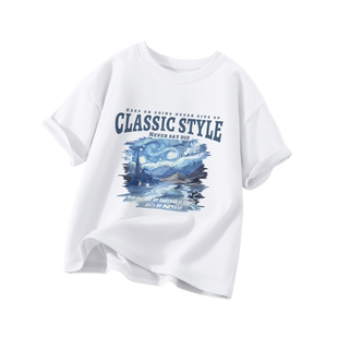 回力童装儿童短袖t恤2026新款男童夏装女童大童潮牌白色纯棉上衣