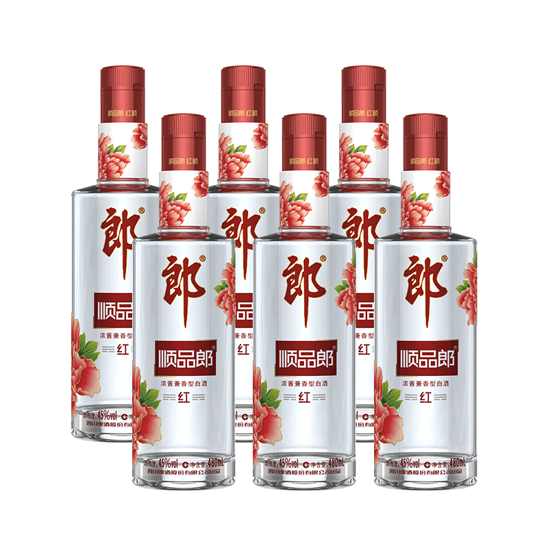 顺品郎 非原箱 红顺 6瓶浓酱兼香型白酒聚会 45度480ml 郎酒