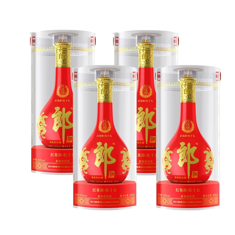 郎酒 红花郎十五（15）53度500ml*4瓶酱香型高档白酒送礼