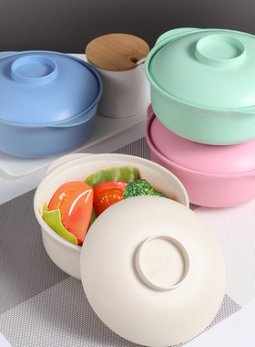 泡面碗带盖宿舍用学生塑料碗双耳汤碗可微波炉便当碗筷餐具套装
