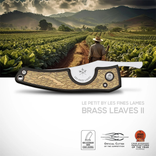 法国产 法国Les Fines Lames雪茄刀Brass Leaves黄铜雪茄烟叶刀柄