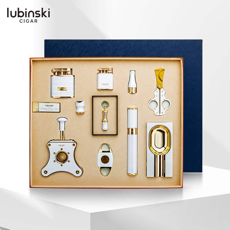 鲁宾斯基雪茄工具套装打火机烟灰缸雪茄剪打孔器烟嘴保湿管雪茄托