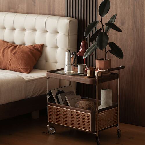 复古风可移动收纳茶几小推车客厅储物简约边几沙发置物架角几家用