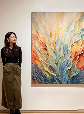 《绯绽》中古风抽象客厅装饰画高级餐厅玄关挂画大气酒店民宿壁画
