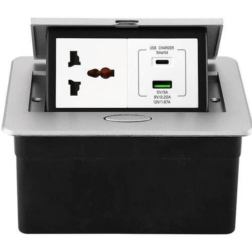 嵌入式欧盟德标桌面插座协议PD20W 快充USB-c 弹起式电源盒子