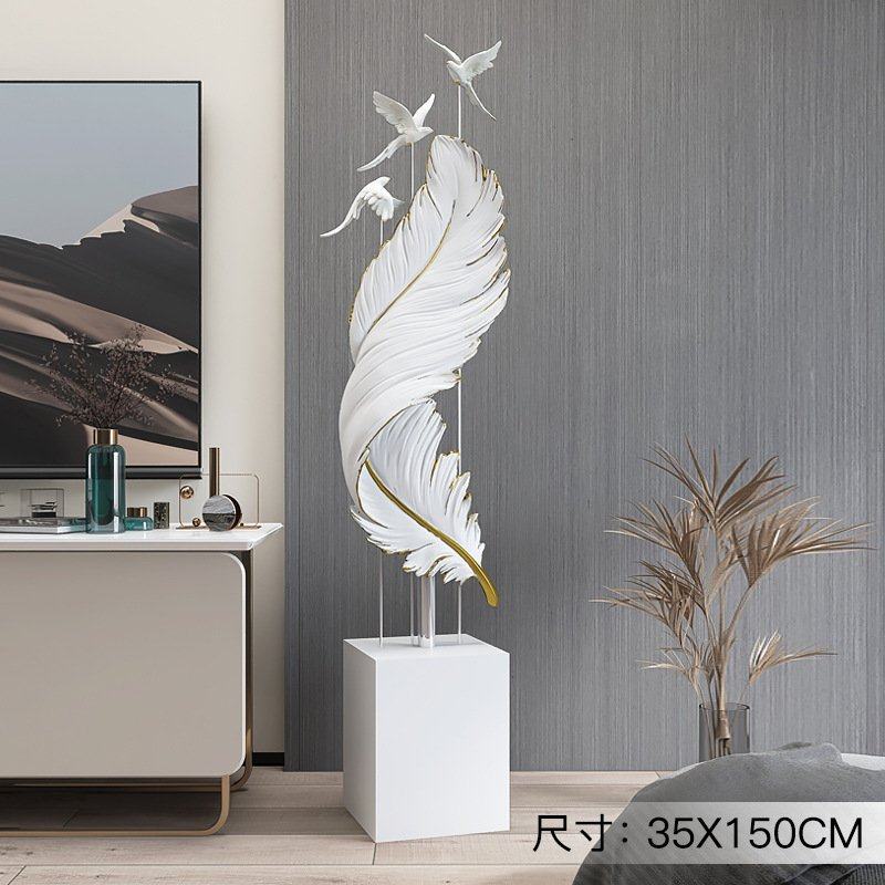 北欧客厅电视柜轻奢羽毛落地摆件大型玄关办公室家居饰品乔迁新居,住宅家具,折屏,淘宝优惠券,粉丝福利购,淘宝优惠卷