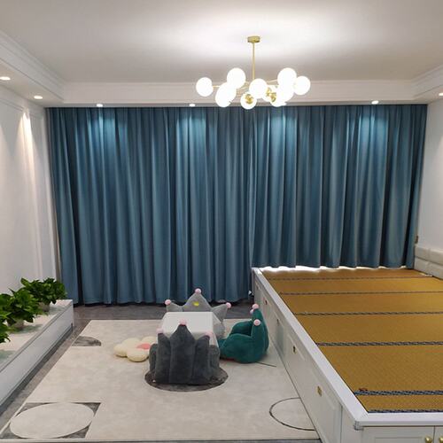 加厚羊毛绒遮光窗帘成品布艺窗帘丝绒轻奢法式绒布客厅隔音遮光帘