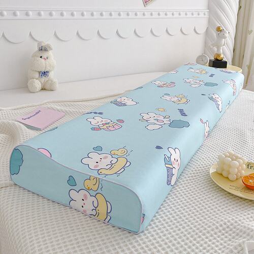 双人加长纯棉乳胶枕套120x40cm150x40儿童a类60支全棉波浪枕头套