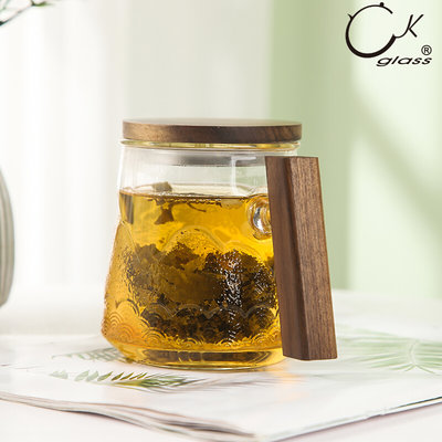 奇高CHIKAO新品茶水分离不锈钢日式手工玻璃茶杯茶具加厚杯子