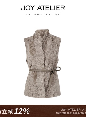 JOY0066 阿富汗紫羔美丽诺羊绒羊毛背心马甲秋冬新款系带马甲外套