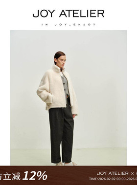 JOY6066  怡然  南非苏瑟兰羊皮革微蝙蝠袖宽松拉链皮毛一体外套