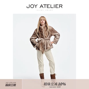 saga经典 JOY 8S03 风花雪月 水貂皮草外套 高定双色立领腰带短款