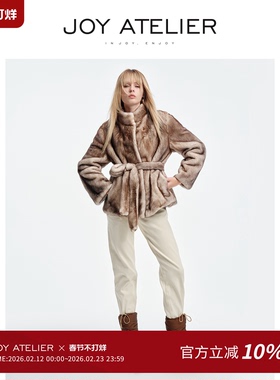 JOY 8S03 风花雪月 saga经典高定双色立领腰带短款水貂皮草外套