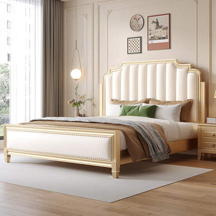 美式轻奢实木床现代简约家用主卧双人床1.8米软包储物1.5m大婚床