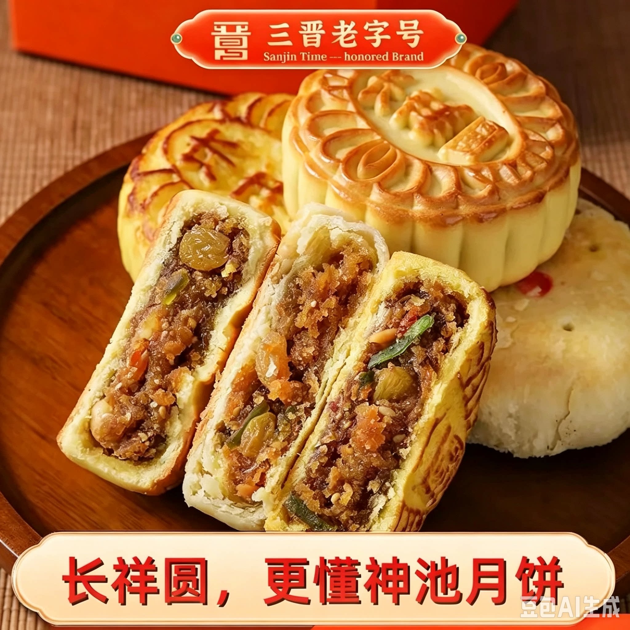 【长祥圆】山西神池月饼长祥圆胡麻油五仁月饼中华老字号中秋礼盒