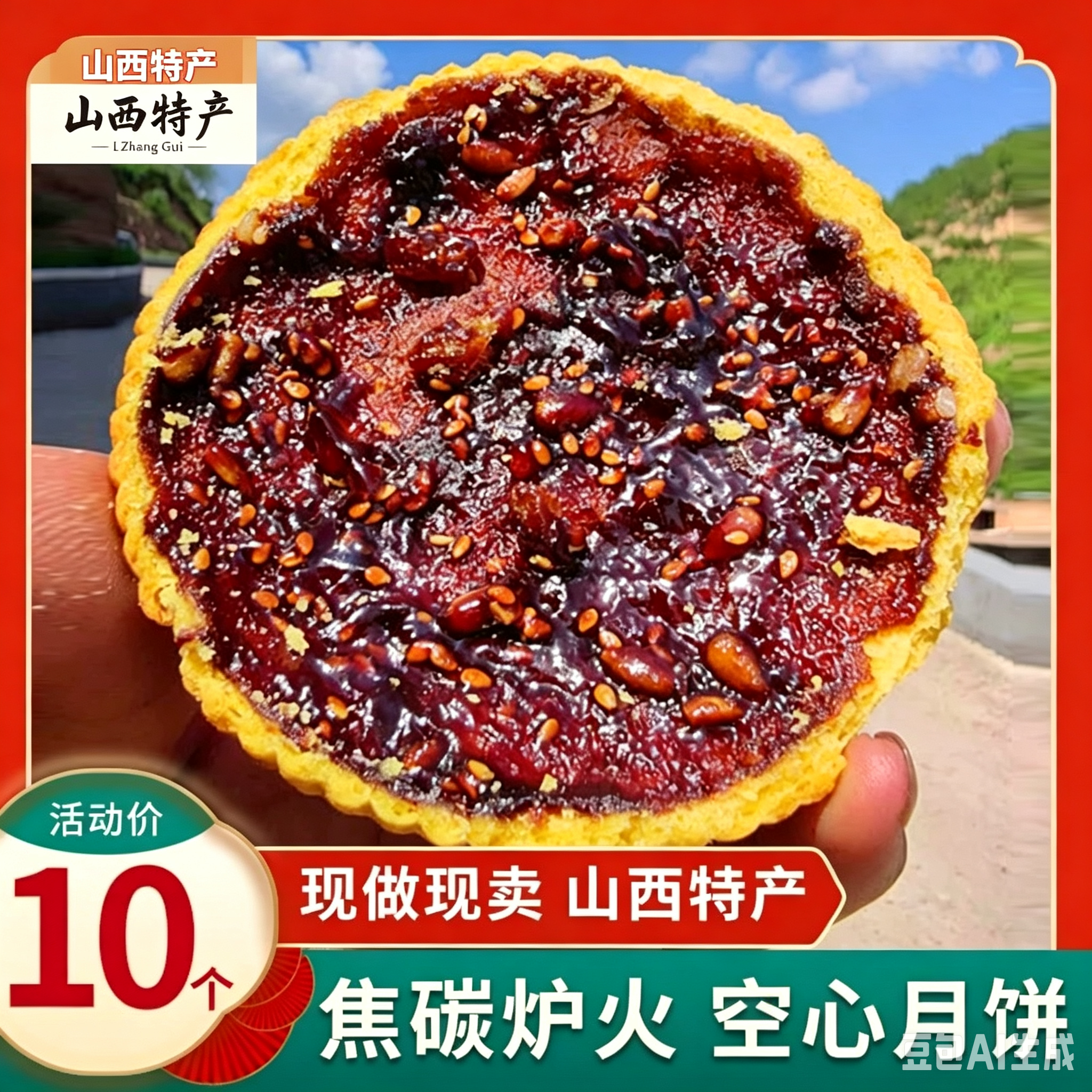 山西吕梁临县特产红糖空心月饼中秋礼盒手工空壳胡麻油老式月饼
