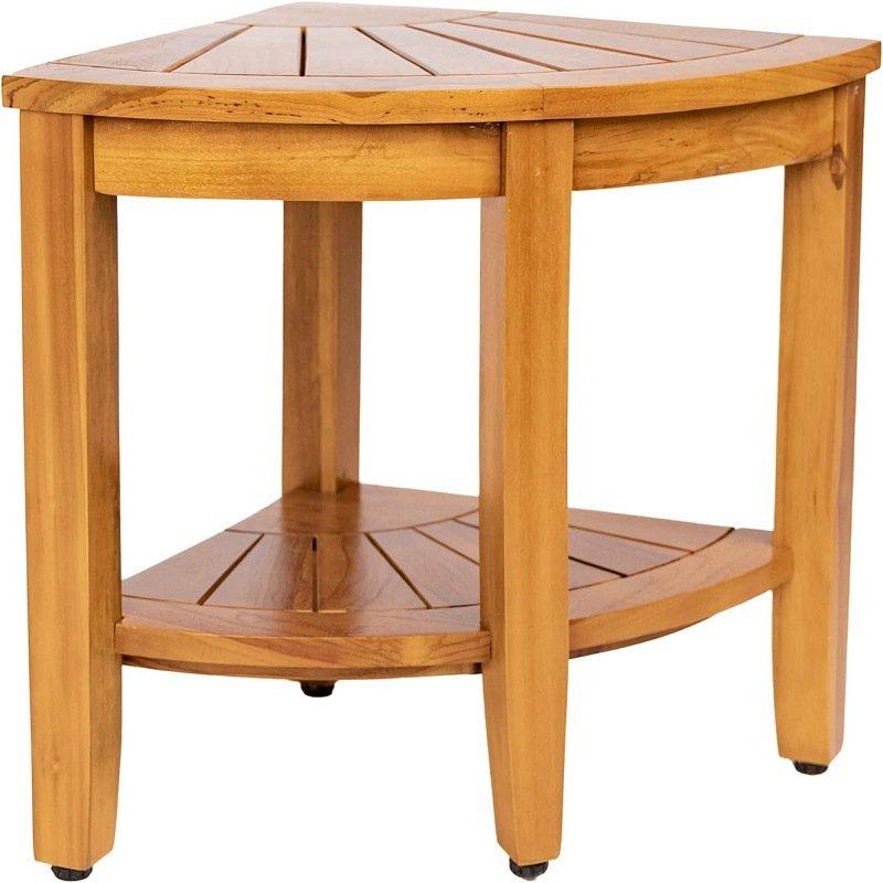 柚木防水转角浴室凳 – 室内室外木质转角长凳,淋浴角落凳子,住宅家具,花架/花几,淘宝优惠券,粉丝福利购,淘宝优惠卷