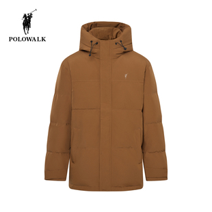 90鸭绒厚款 新品 户外保暖商务连帽外套 羽绒服2025冬季 POLOWALK男式