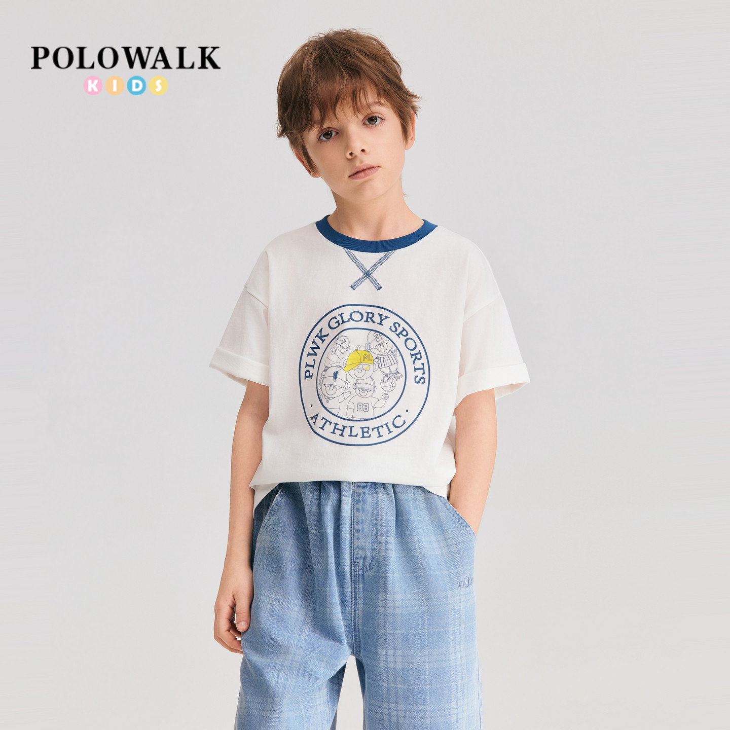POLOWALK男童印花短袖T恤