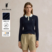 长袖 绞花撞色打底衫 针织衫 POLOWALK女式 2025秋季 新品 休闲毛衣女款