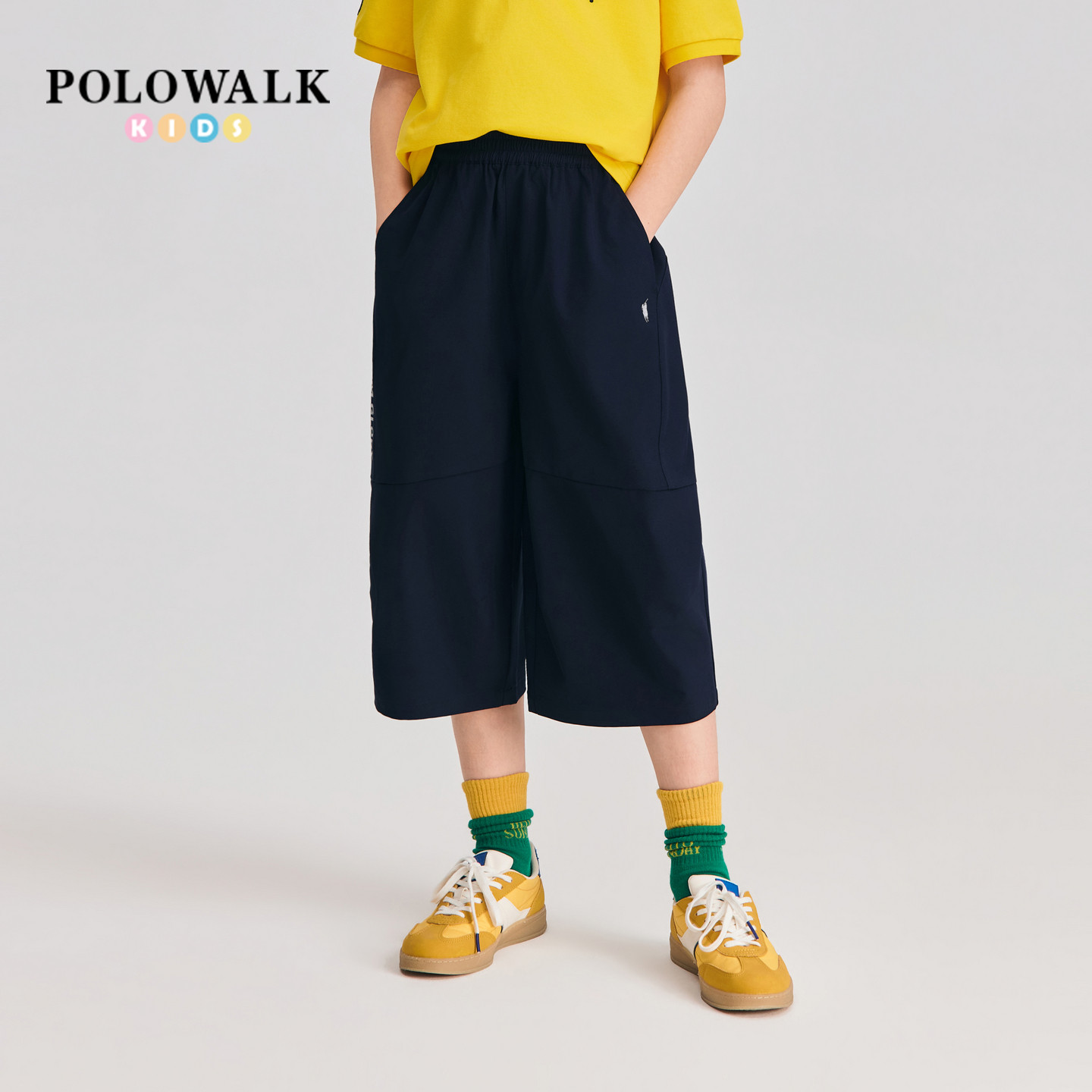 POLOWALK男童净色七分裤