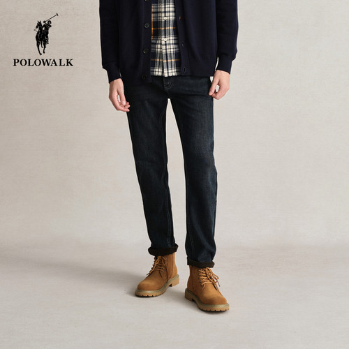 加绒牛仔裤时尚直筒百搭修身裤