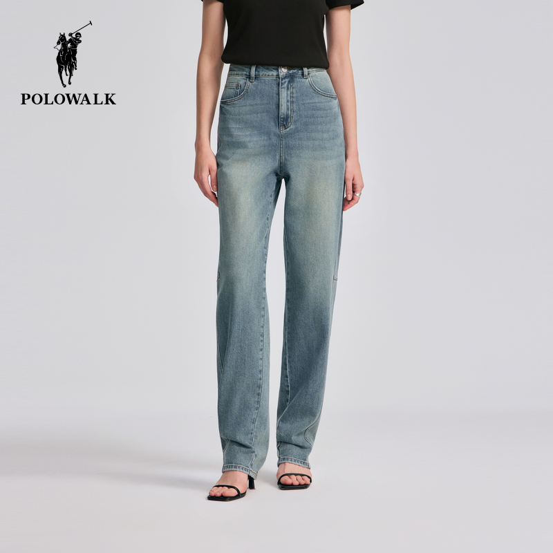 POLOWALK女装2025秋冬裤新品女式牛仔裤时尚通勤宽松百搭长裤女款