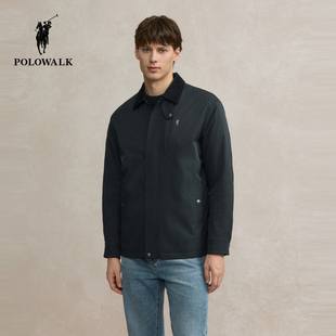 简约休闲通勤挺括翻领夹棉外套男 新品 POLOWALK男式 夹克2025冬季