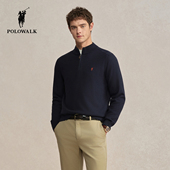 针织衫 2025冬季 新品 POLOWALK男式 简约通勤加绒半拉链套头针织衫