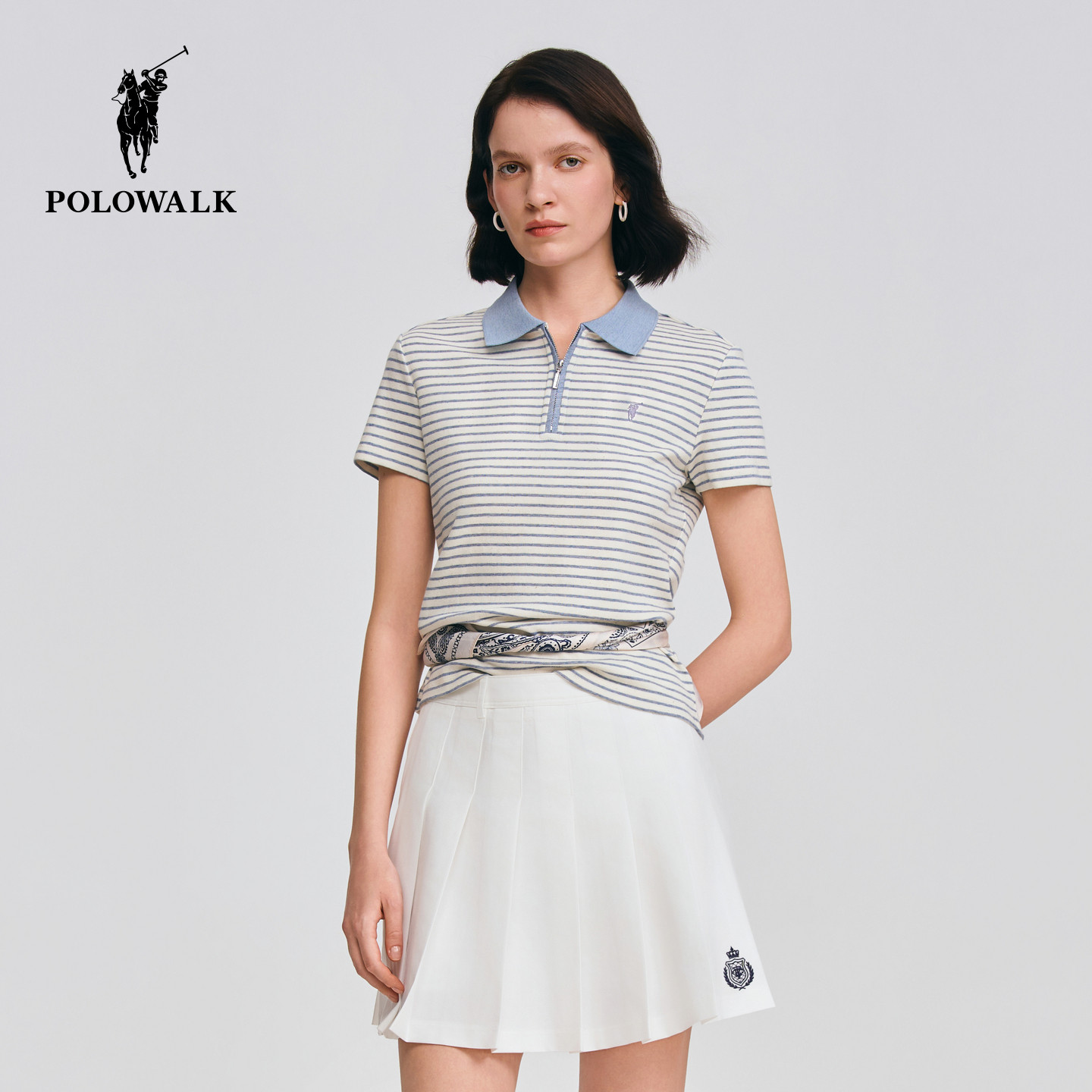 POLOWALK条纹短袖POLO衫图片
