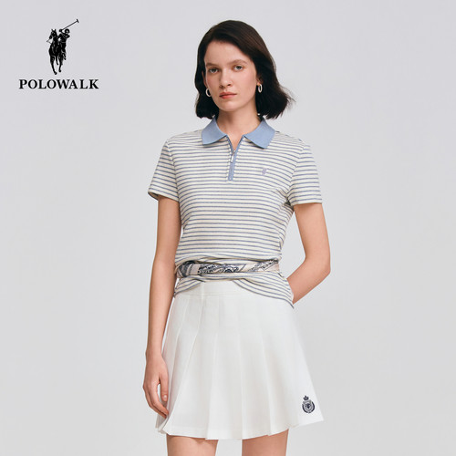 POLOWALK条纹短袖POLO衫