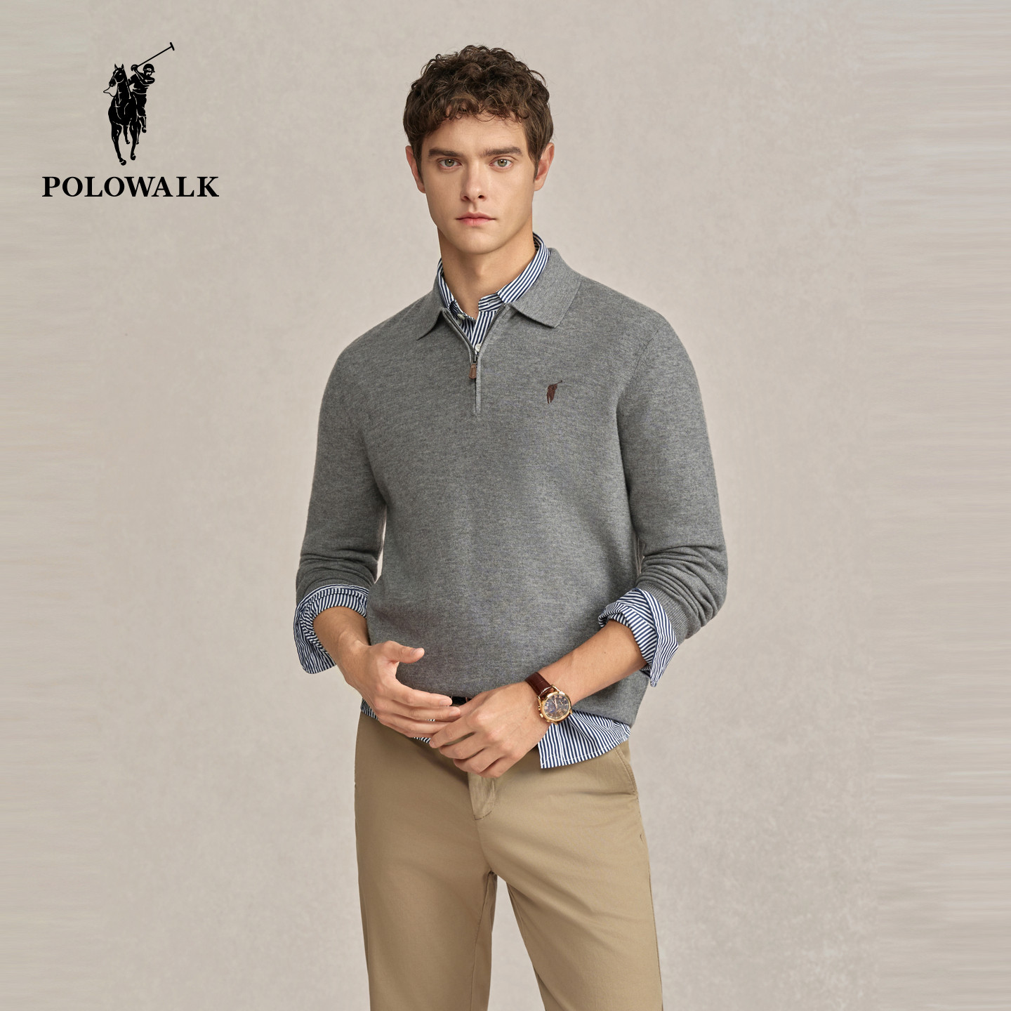 【5A抗菌 防螨】POLOWALK男式羊毛衫2025冬季新品100%绵羊毛上衣,男装,针织衫/毛衣,淘宝优惠券,粉丝福利购,淘宝优惠卷