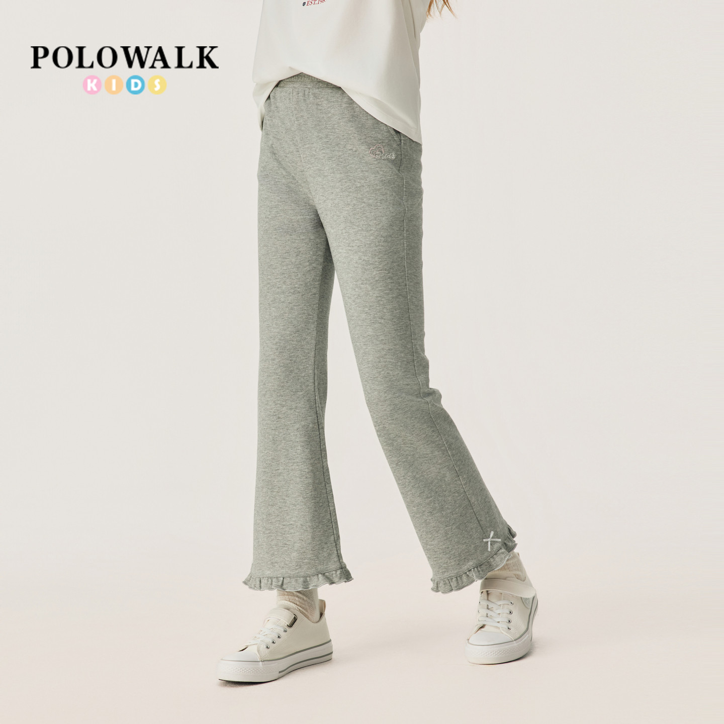 POLOWALK女童印绣花卫裤