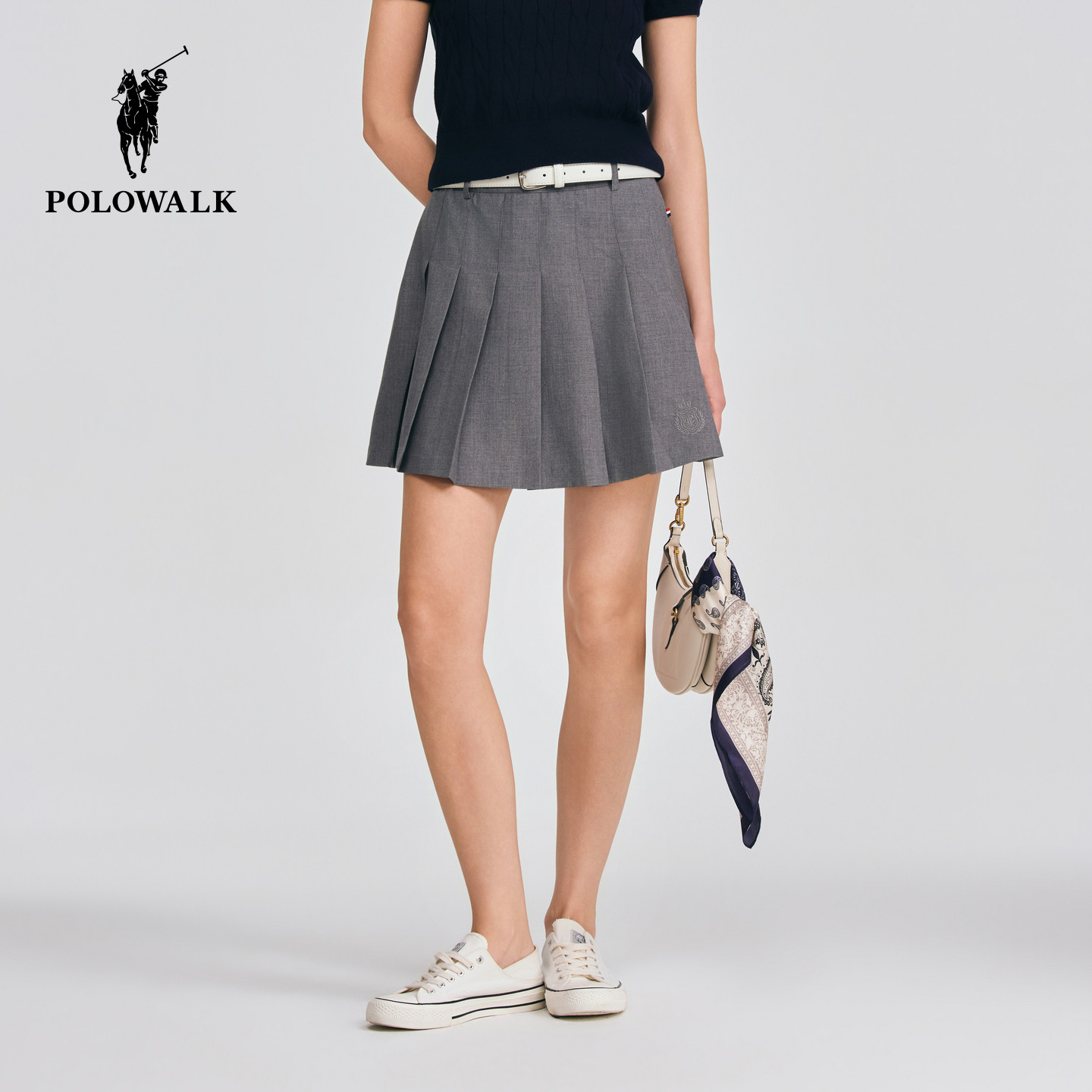 POLOWALK学院风百褶裙图片