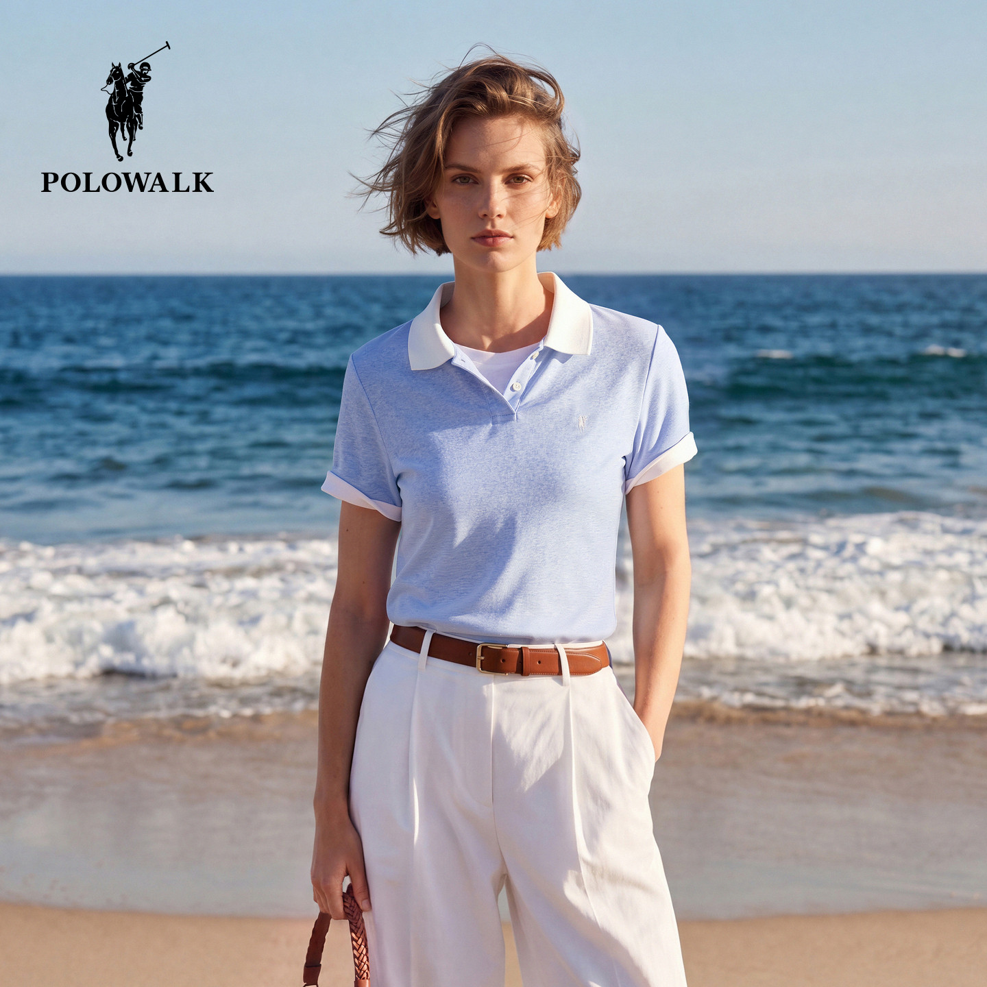 POLOWALK撞色短袖POLO衫图片