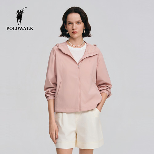 【UPF50+】POLOWALK女式短外套2026春季新品休闲短款连帽防晒衣