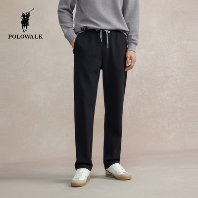 POLOWALK男装针织裤2025秋冬裤新品直筒显瘦松紧腰休闲长裤男式